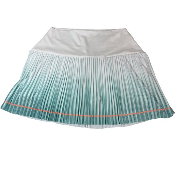 K-Swiss Pleated Tennis Skort White Aqua Ombre Athletic Skirt Shorts Size M NWT - Picture 1 of 7